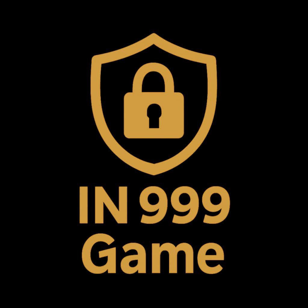 A badge icon symbolizing security for IN 999 Game, displaying the title prominently.