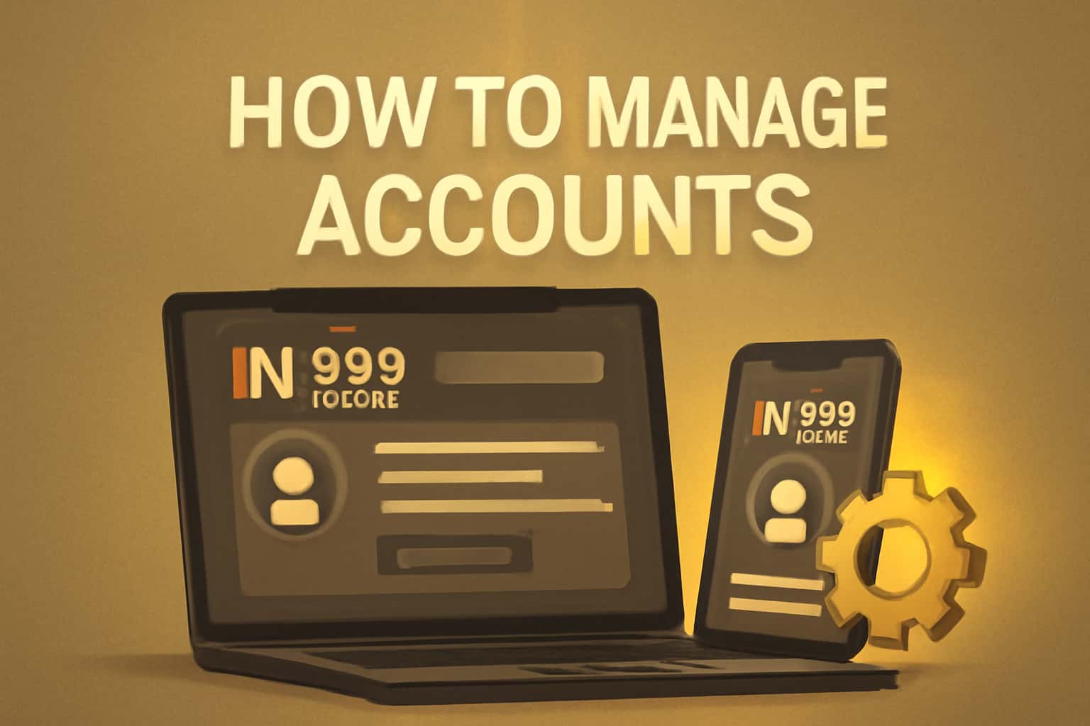 A futuristic representation of managing IN 999 Game accounts with clear text.