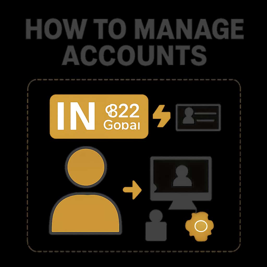 An illustration demonstrating the management process of IN 999 Game accounts.