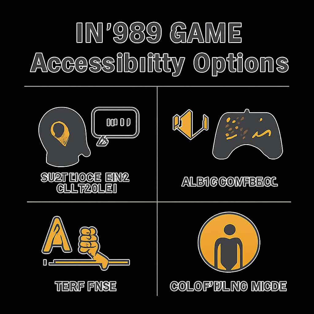 Diagram explaining various accessibility features in IN 999 Game.