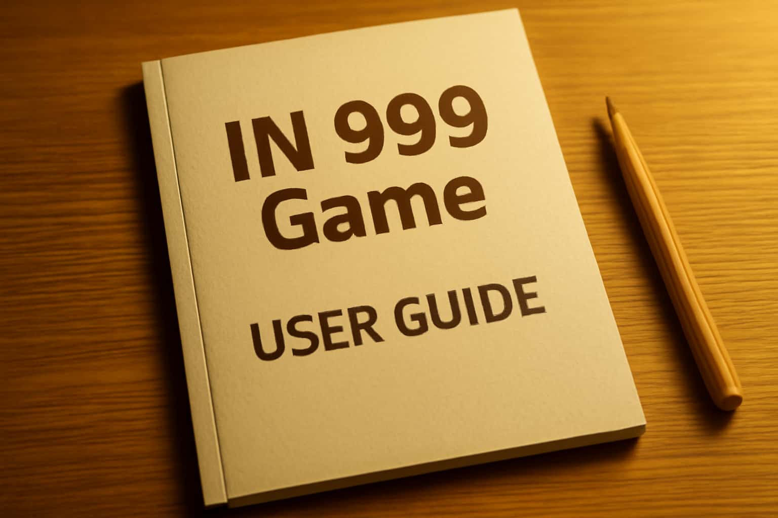 An informational scene depicting the IN 999 Game User Guide with technological elements.