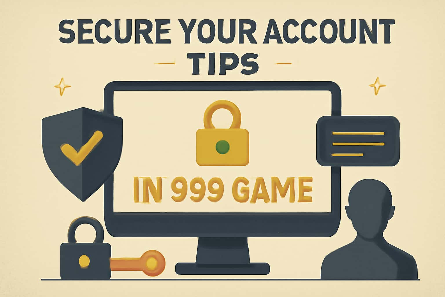A futuristic infographic illustrating tips for securing your IN 999 Game account.